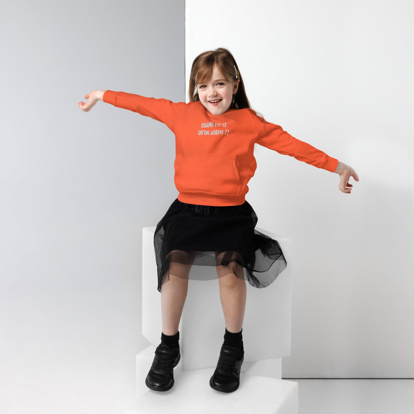 Hoodie G/F Coton Bio - "Quand est ce qu'on arrive ?"