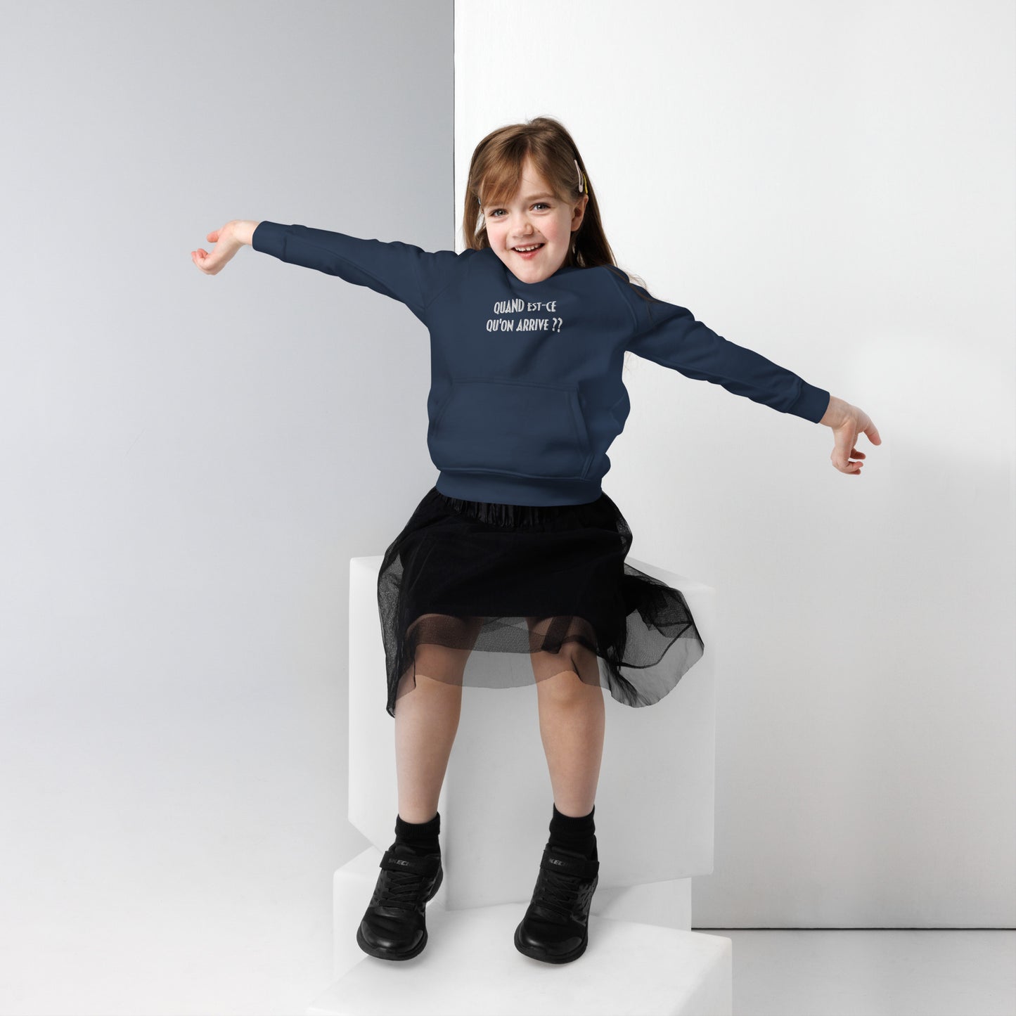 Hoodie G/F Coton Bio - "Quand est ce qu'on arrive ?"